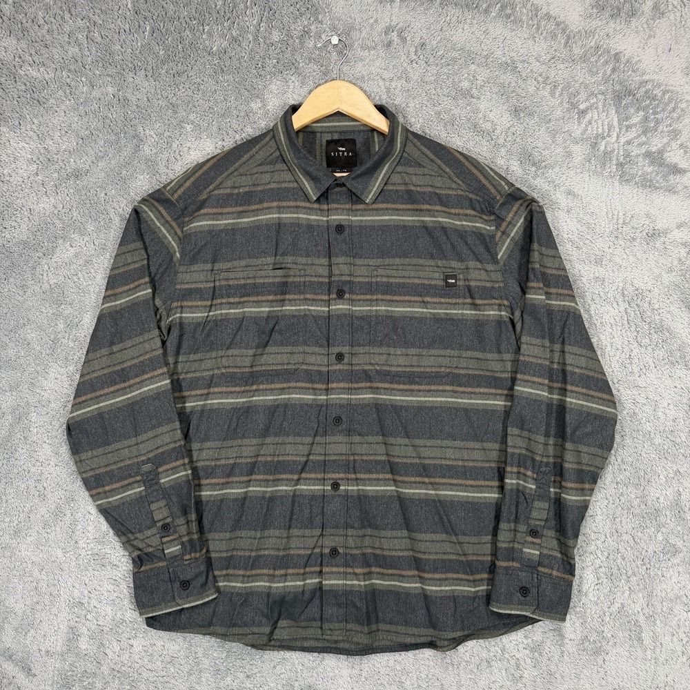 Sitka Grange Flannel Shirt Mens 2XL Multicolor Striped Performance Button Up